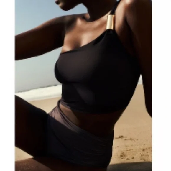 NWT Zara Cutout One Shoulder One Piece Swimsuit M - Picture 2 of 9
